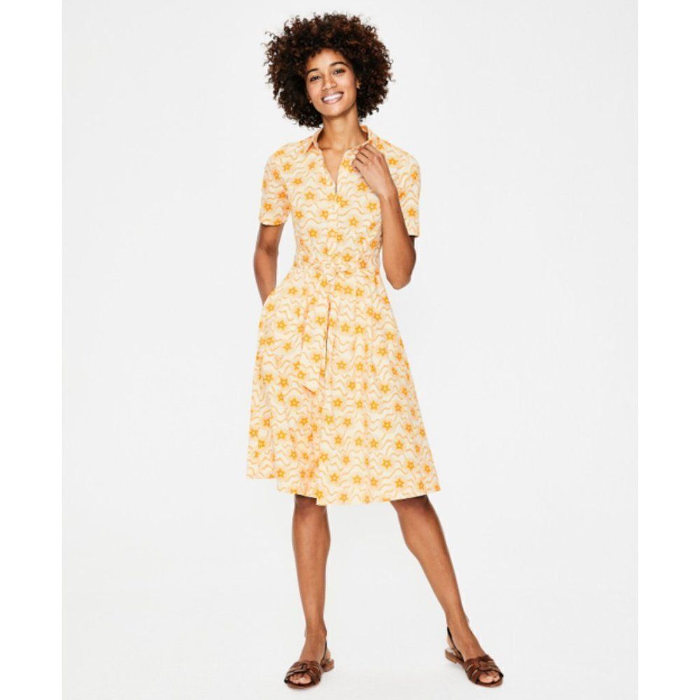 Boden Yellow Floral Short-Sleeve Shirt Dress